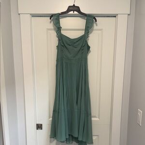 Club Monaco Teal Ruffle Midi Dress